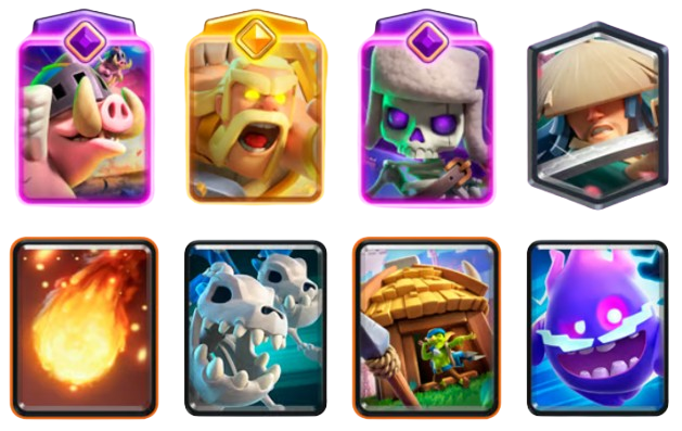 Evolved Royal Hogs Goblin Hut Ronin deck with 55.7 percent win rate