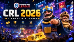 CRL 2026 Clash Royale League tournament artwork featuring the Clash Royale Knight and King
