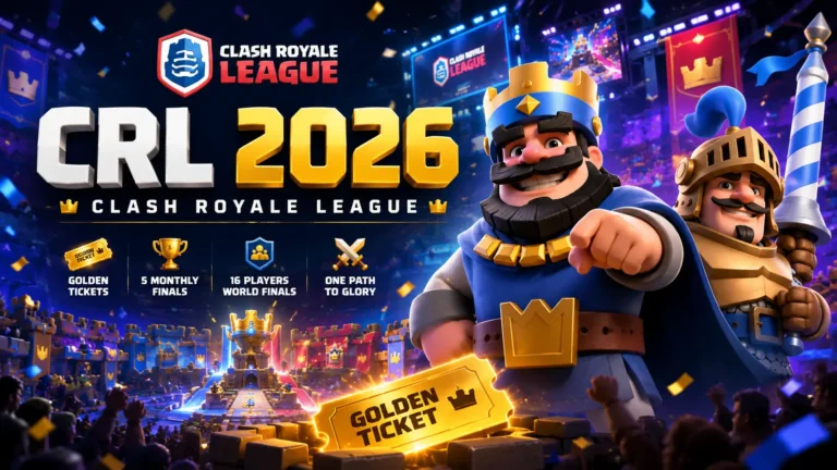 CRL 2026 Clash Royale League tournament artwork featuring the Clash Royale Knight and King